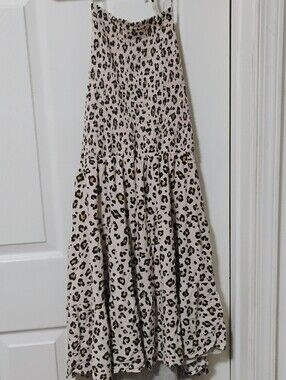 American Eagle Leopard Print Halter Dress in Beige and Brown